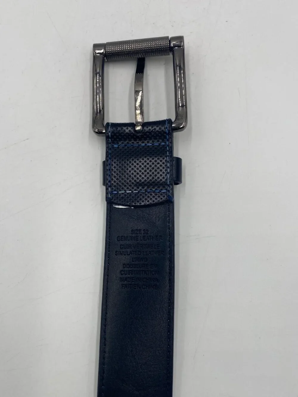 Robert Graham Genuine Leather Belt Size 32 Black with Blue Stitching Dress Golf